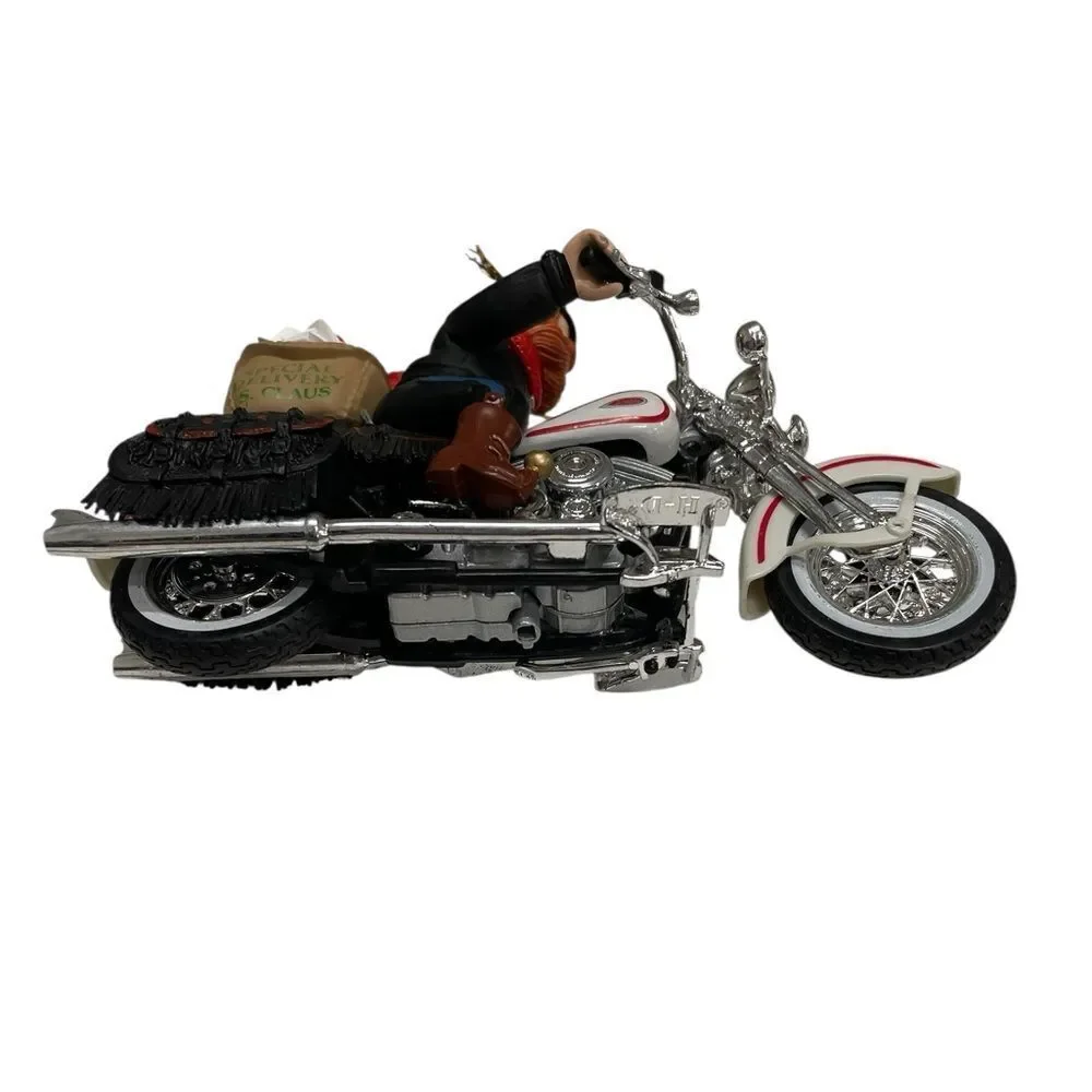HARLEY DAVIDSON Santa Claus Motorcycle Ornament - Red and Silver